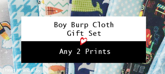 Boy Burp Cloth,  Set of Two - You Choose Prints