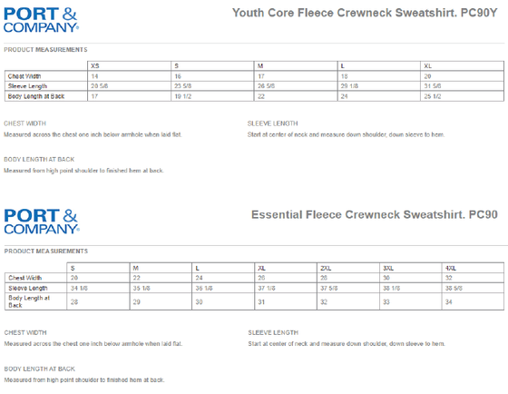 Core Fleece Crewneck Sweatshirt, Youth and Adult