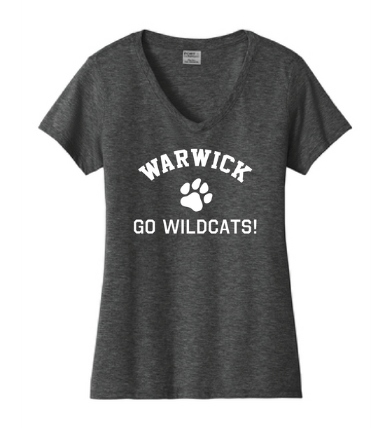 Sanfordville School - White "Go Wildcats" Ladies V-Neck Tee