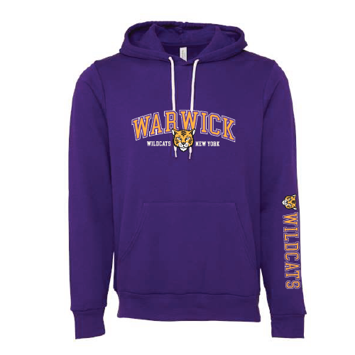 WVMS - Bella + Canvas ® Fleece Hoodie with Sleeve Print - Warwick Wildcats NY
