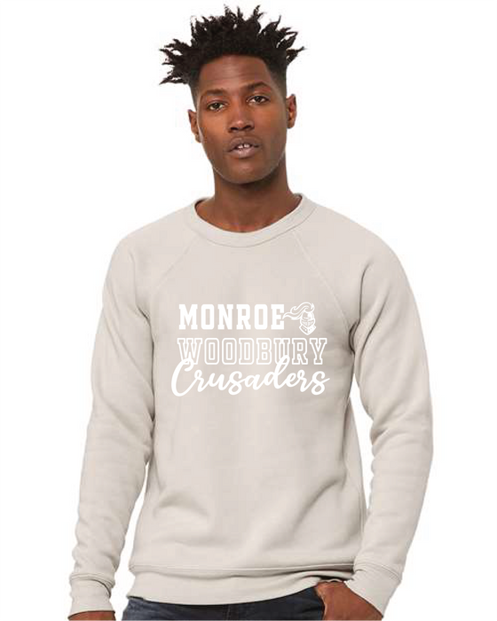 MWHS - Bella + Canvas ® Sponge Fleece Raglan Crewneck Sweatshirt - White Monroe Woodbury Crusaders