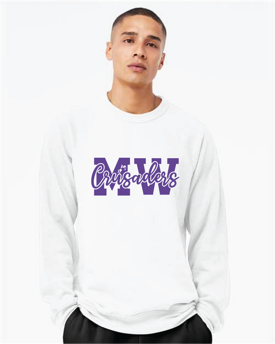 MWHS - Bella + Canvas ® Sponge Fleece Raglan Crewneck Sweatshirt - Purple MW Crusaders