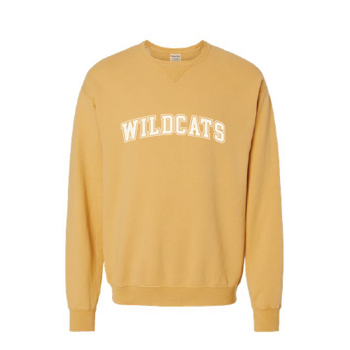 WVMS - ComfortWash by Hanes Garment Dyed Crewneck Sweatshirt - Beige Wildcats