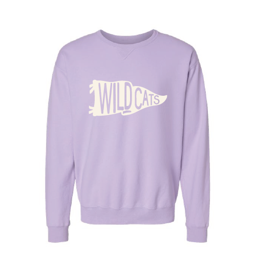 WVMS - ComfortWash by Hanes Garment Dyed Crewneck Sweatshirt - Beige Wildcats