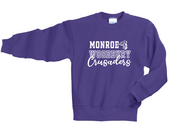 MWHS - Essential Fleece Crewneck Sweatshirt - White Monroe Woodbury Crusaders