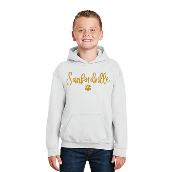 Sanfordville School - Gold Foil "Sanfordville Paw" Hooded Sweatshirt