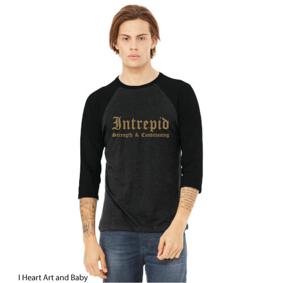 CrossFit Intrepid, Baseball T-Shirt with Gold Ink