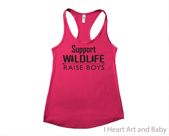 Support Wildlife Raise Boys Racerback Tank Top