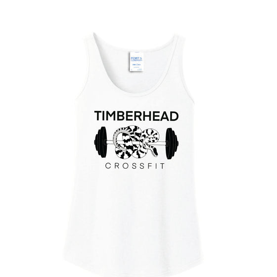 Timberhead CrossFit - Woman's White Cotton Tank with Logo