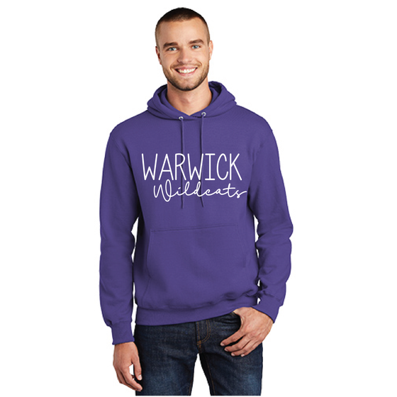 WVMS - Pullover Hooded Sweatshirt - White Warwick Wildcats Logo