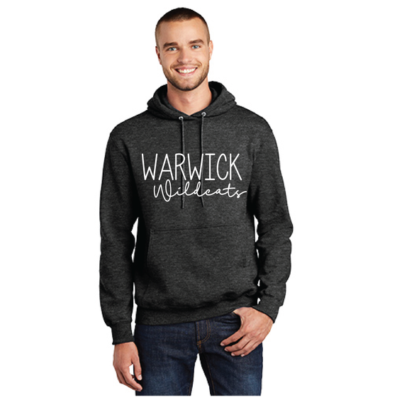 WVMS - Pullover Hooded Sweatshirt - White Warwick Wildcats Logo