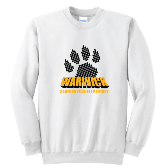 Sanfordville School - Black and Gold "Warwick Paw" Fleece Crewneck Sweatshirt