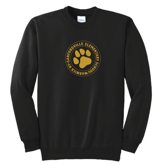 Sanfordville School - Vegas Gold "Circle Emblem" Fleece Crewneck Sweatshirt