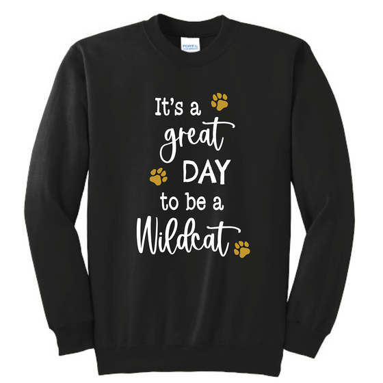 Sanfordville School - Gold Foil and White Ink "Great Day"  Fleece Crewneck Sweatshirt