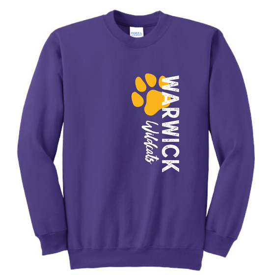 Sanfordville School - White and Gold "Warwick Wildcats" Fleece Crewneck Sweatshirt