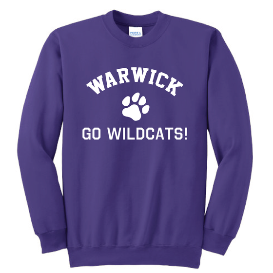 Sanfordville School - White "Go Wildcats" Fleece Crewneck Sweatshirt