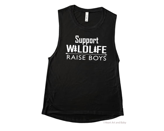 Support Wildlife Raise Boys Women's Muscle Tank Top Dark Grey