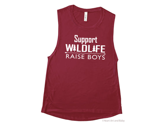 Support Wildlife Raise Boys Women's Muscle Tank Top Maroon