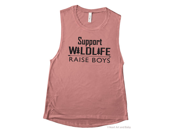 Support Wildlife Raise Boys Women's Muscle Tank Top Mauve Pink