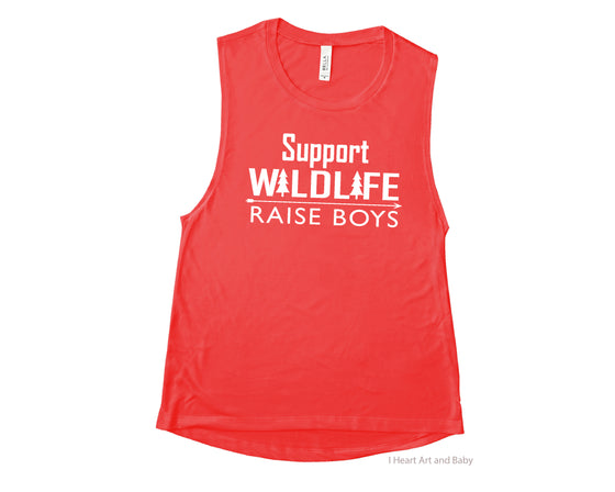Support Wildlife Raise Boys Women's Muscle Tank Top Red