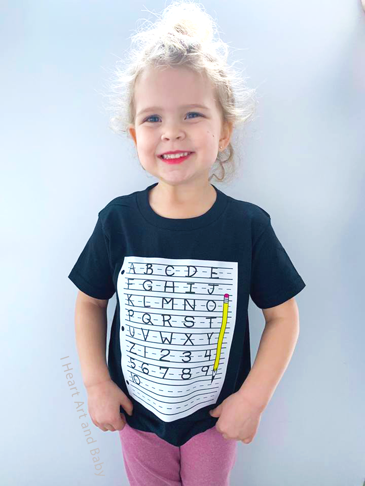 Alphabet Shirt for Kids, Toddler First Day of School I Heart Art and Baby