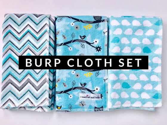 Set of 3 Blue Boy Burp Cloths