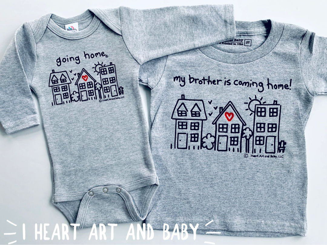Going Home Sibling Shirts I Heart Art and Baby