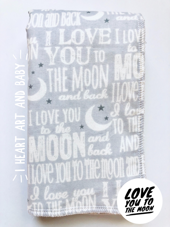 Love you to the moon- boy burp cloth
