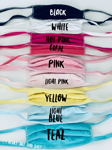 SOLID COLOR Face Masks – I Heart Art and Baby