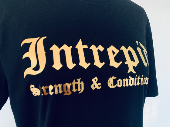CrossFit Intrepid, Unisex Tri-Blend Shirt with Gold Ink