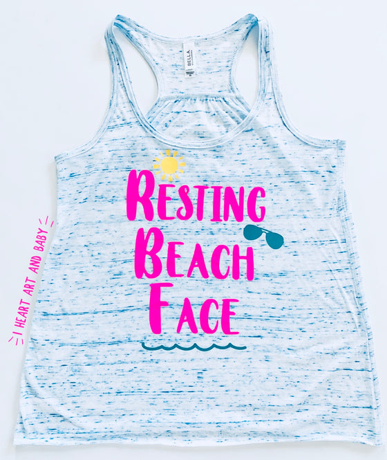 Resting Beach Face - Woman’s Flowy Racerback Tank