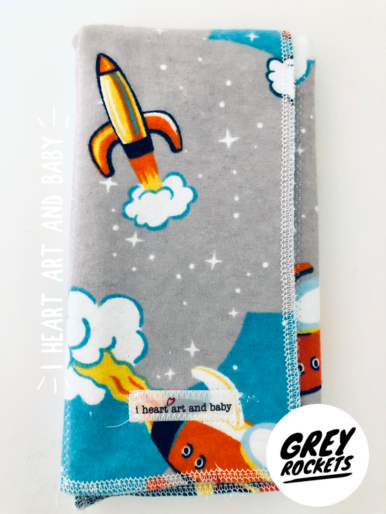 Grey rocket- boy burp cloth